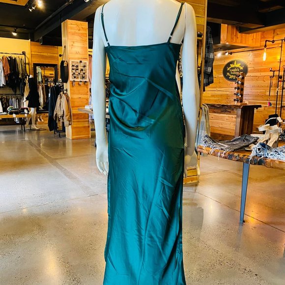 RUCHED WRAP SATIN MIDI DRESS - Picture 3 of 7